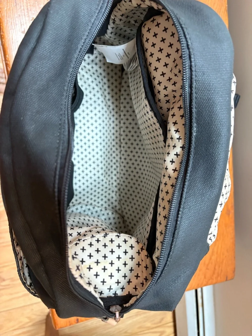 Petunia Pickle Bottom Black Backpack with Tan Accents